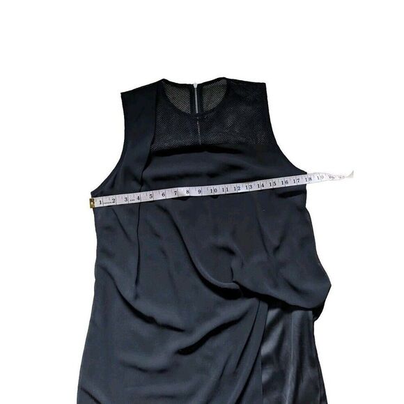 Sandro Roxane Solid Black Mesh Gathered Sleeveless Mini Dress Size Medium - Picture 4 of 12